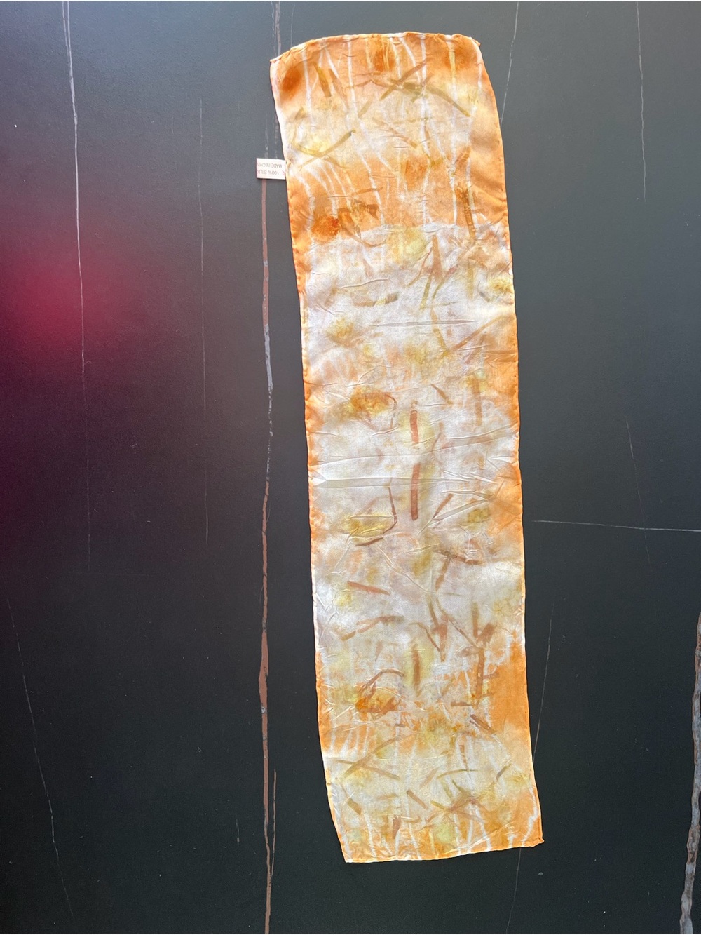 100% Silk Scarf in Olive Green and Burnt Orange